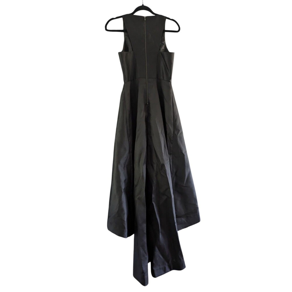 Adrianna Papell Womens Mikado Asymmetric Black Evening Dress Gown Size 2 - Picture 5 of 5
